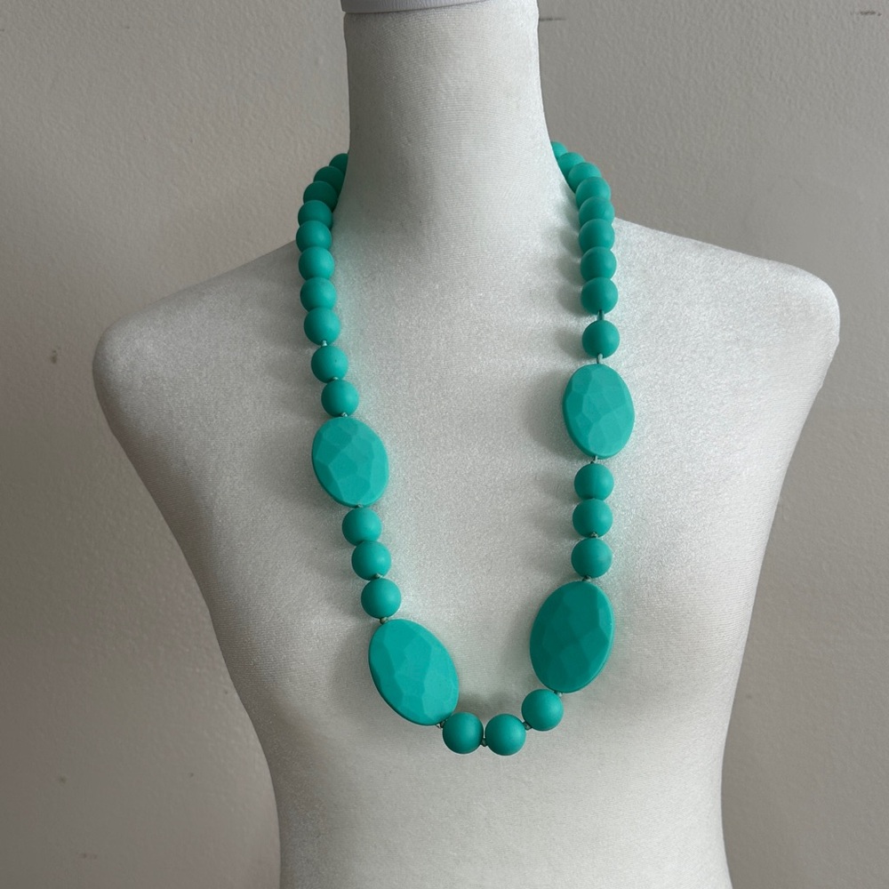 Chew Beads for Mom Turquoise Beaded Necklace